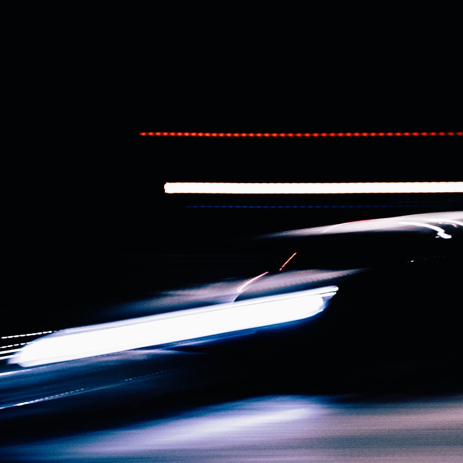 greece, kavala, light trails, urban, car, fast, moving, night HD wallpaper