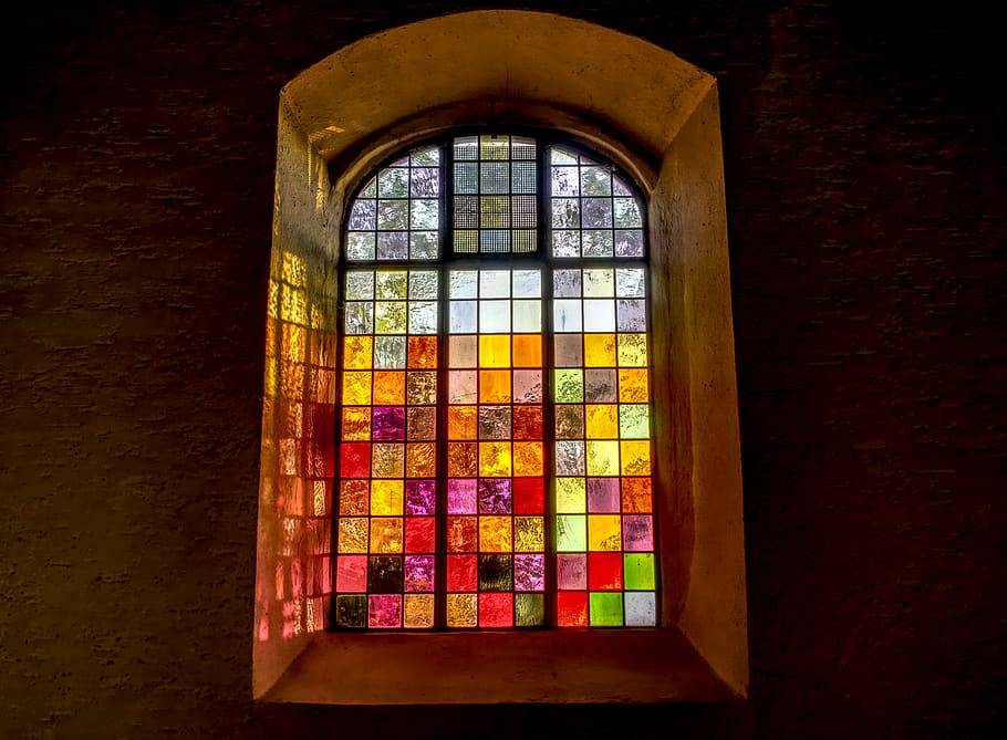 church window, colorful, glass, glass window, religion, faith, HD wallpaper