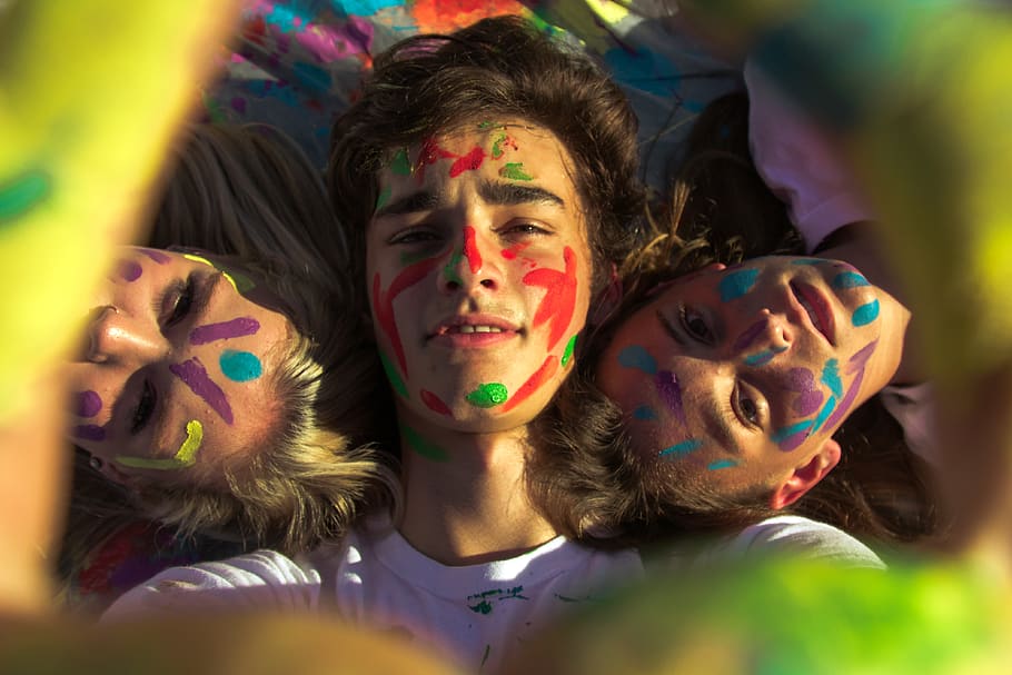 paint, creative, tribal, messy, friendship, portrait, headshot HD wallpaper
