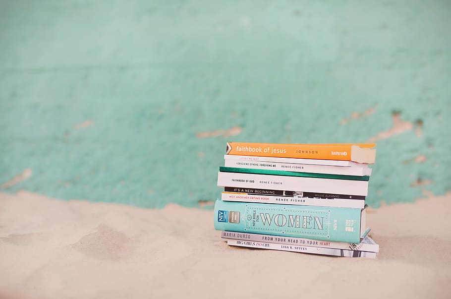 assorted books on sand, publication, stack, no people, communication HD wallpaper