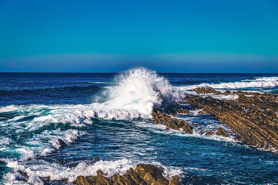 wave, ocean, sea, water, blue, spray, waves, summer, foam, motion HD wallpaper