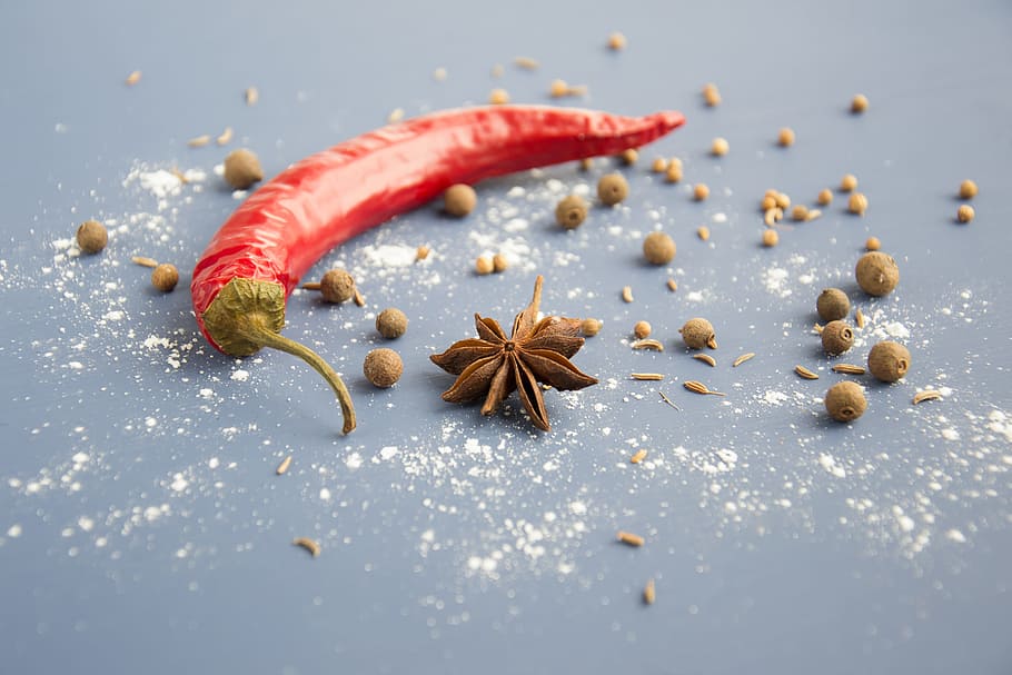 Chili and star anise, hot, red, spice, spices, food and drink HD wallpaper