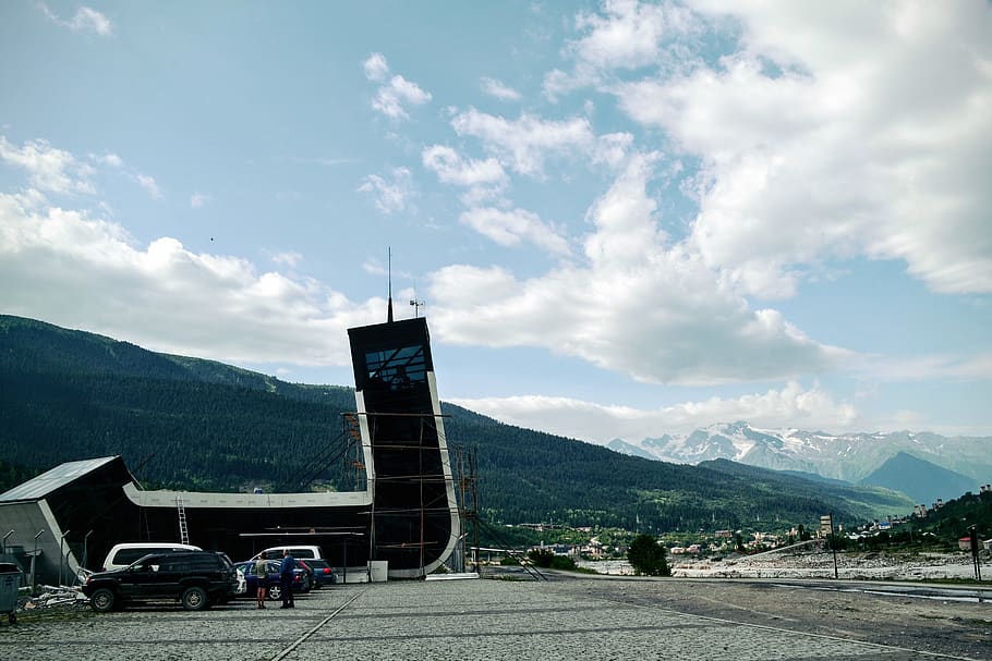 georgia, mestia, queen tamar airport, mountain, sky, cloud - sky, HD wallpaper