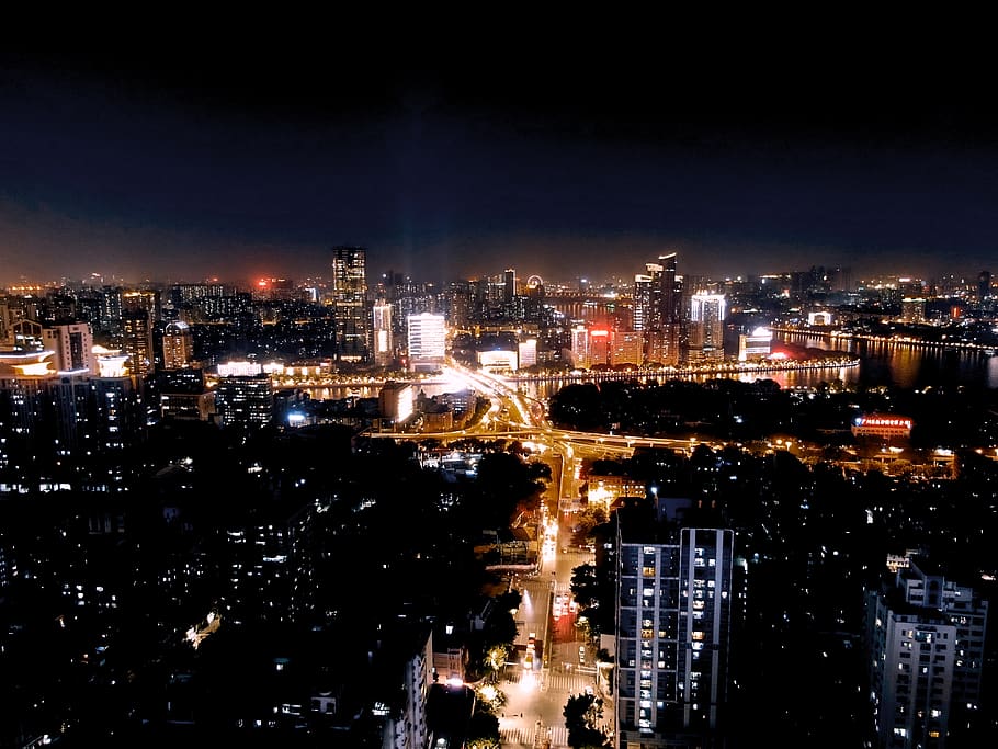 skyline city during night, outdoors, nature, landscape, scenery HD wallpaper