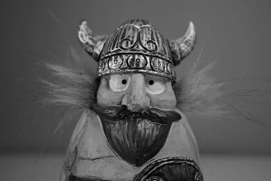 figurine, toy, person, human, north, viking, blackandwhite, HD wallpaper