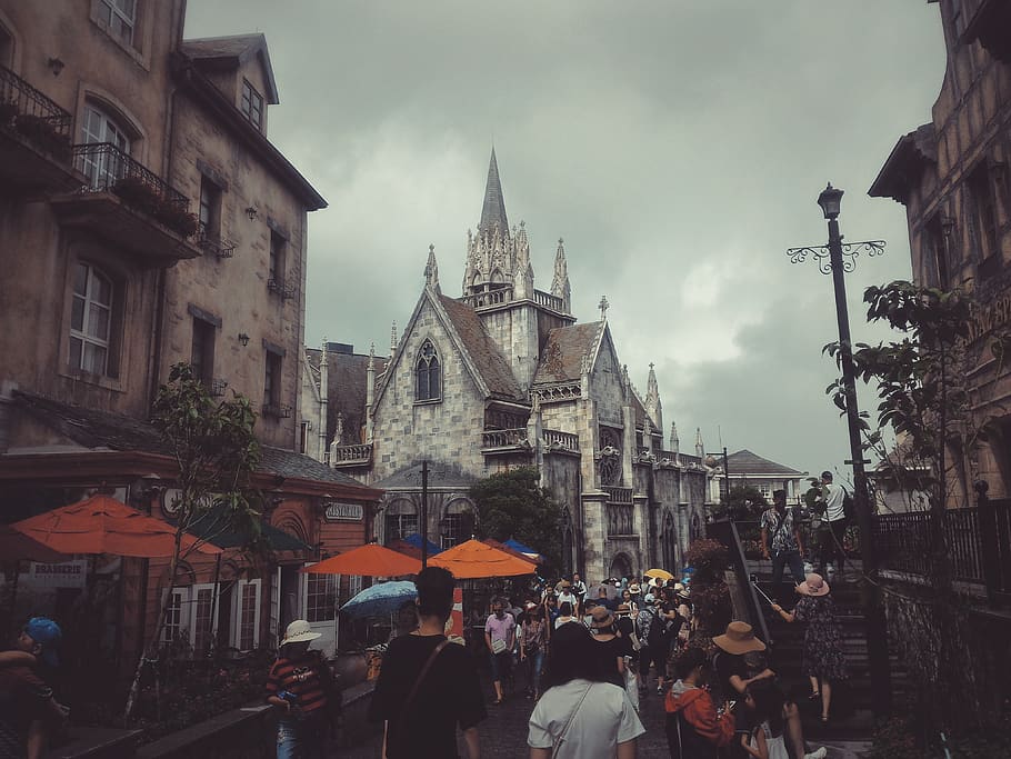 Photography of People Walking on Street Near Buildings, architecture HD wallpaper