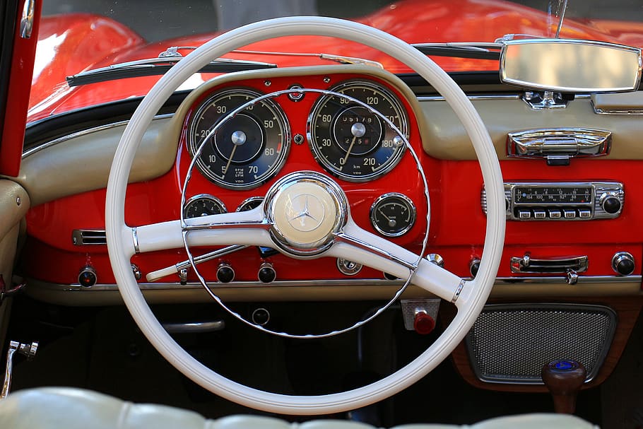 auto, dashboard, steering wheel, transport system, drive, oldtimer HD wallpaper