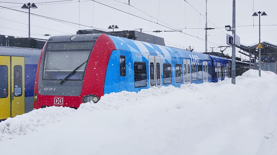 snow, winter, nature, cold, wintry, snow landscape, train, railway HD wallpaper