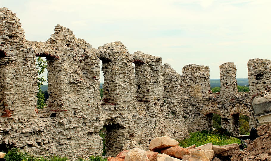 poland, sky, old, stone, view, scenery, architecture, history HD wallpaper