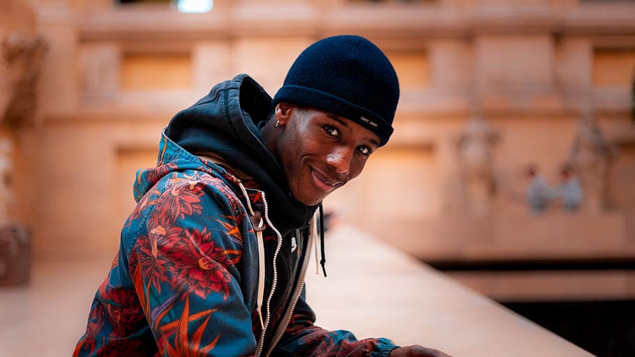 men, boy, portrait, wallpaper, paris, hat, louvre, orange and teal HD wallpaper