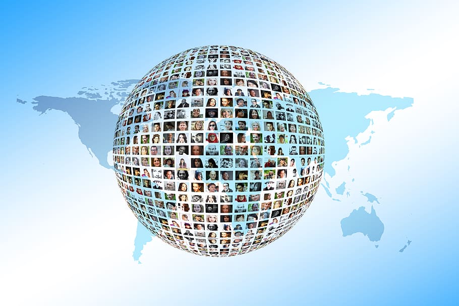 communication, social network, contact, globe, continents, international HD wallpaper