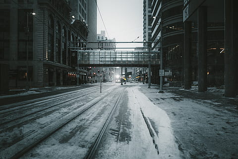 gray empty road across building bridge, urban, city, street, nature HD wallpaper