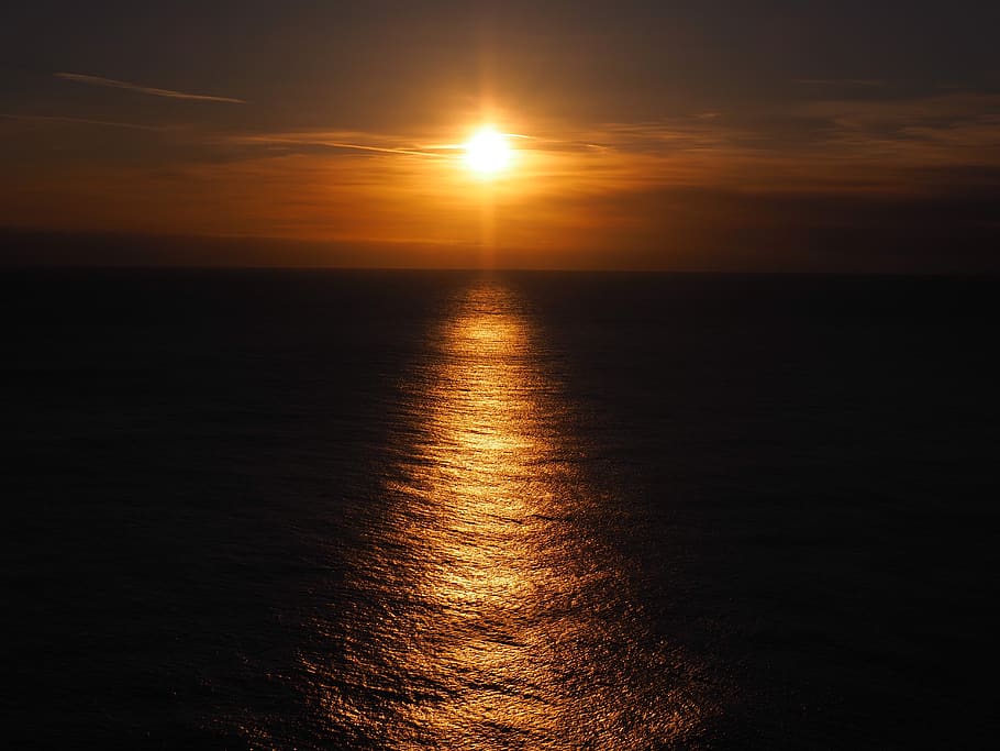 sunset, sea, sunlight, abendstimmung, idyll, iceland, dawn HD wallpaper