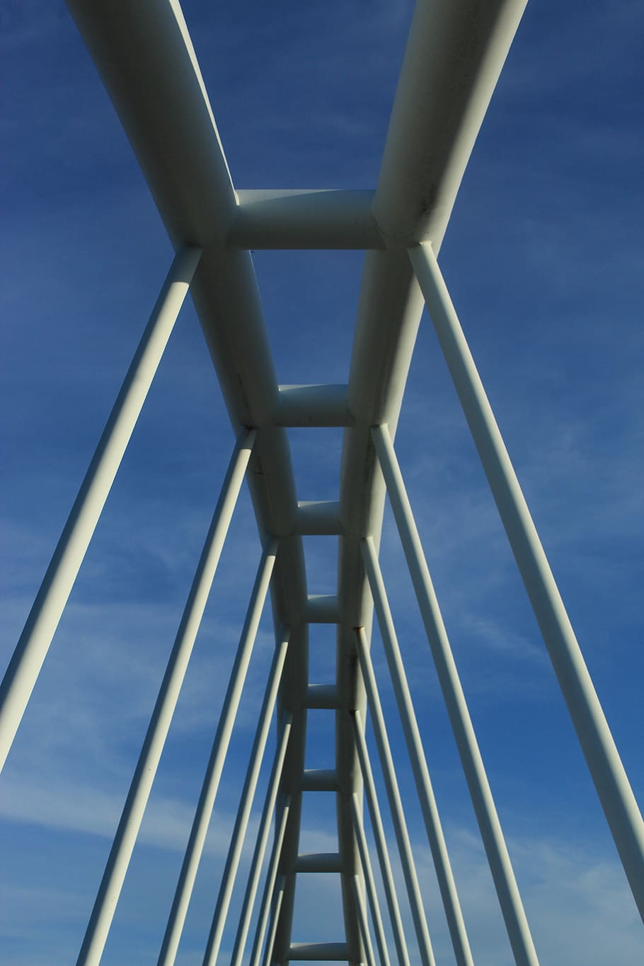bridge, cáceres, sky, white, blue, architecture, low angle view HD wallpaper