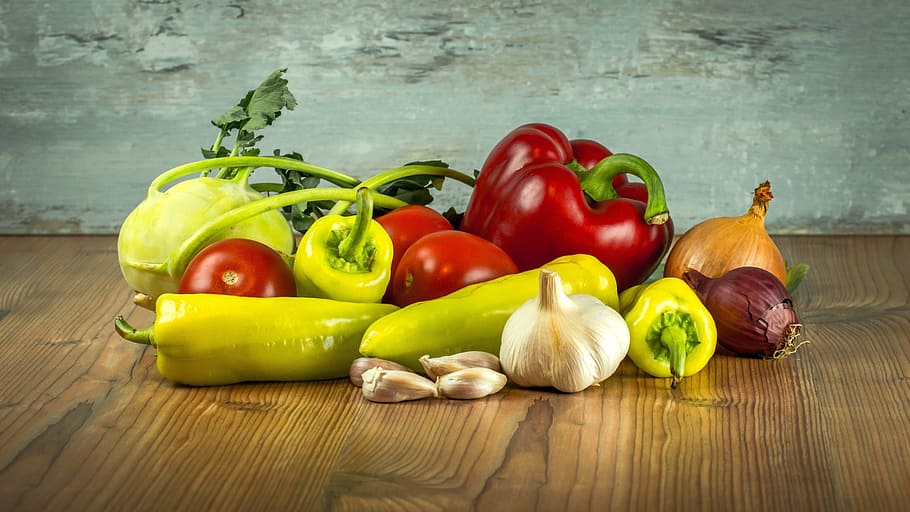 Loads of vegetables, garlic, healthy, ingredient, ingredients HD wallpaper