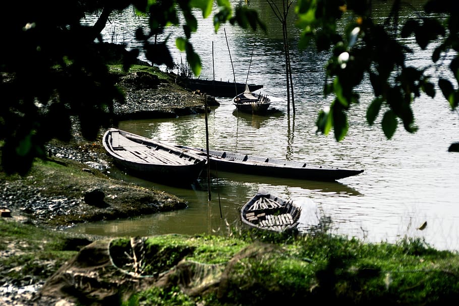 gipsy, boat, river, shore, nautical vessel, water, mode of transportation HD wallpaper