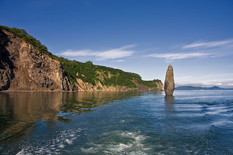 water, nature, sky, landscape, sea, stone, ocean, seascape HD wallpaper