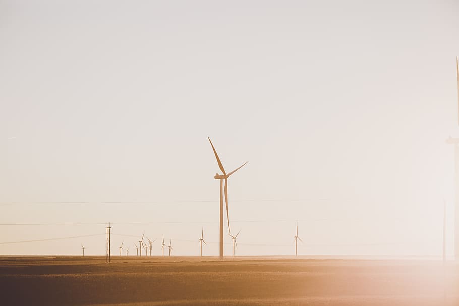 wind turbines under gray sky, renewable energy, fuel and power generation HD wallpaper