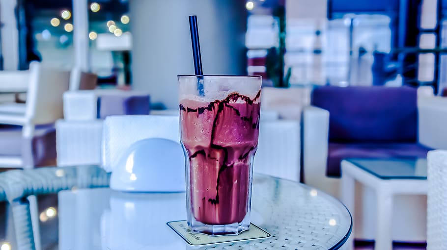 table, drink, glass, milkshake, cold, sweet, beverage, food HD wallpaper