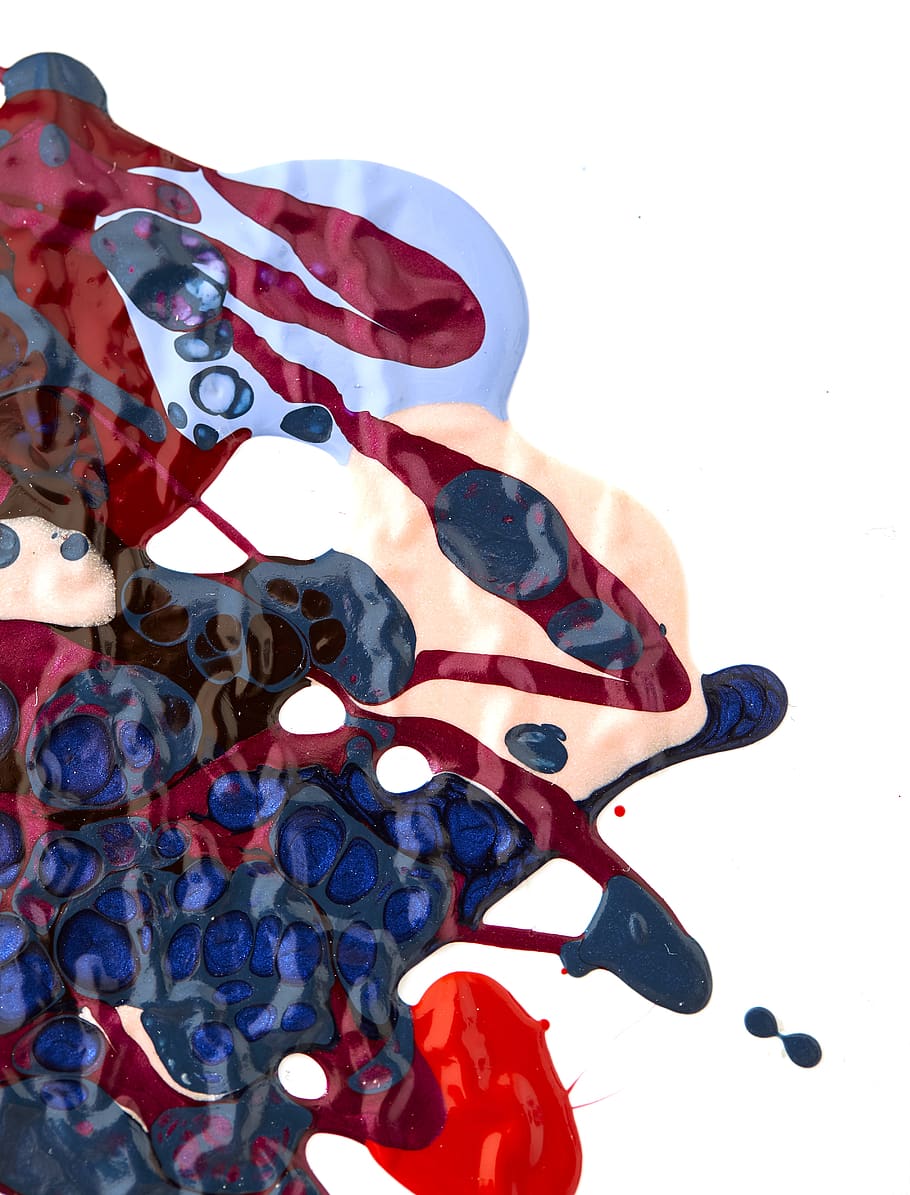 paint, pattern, art, stain, texture, colors, red, blue, white HD wallpaper