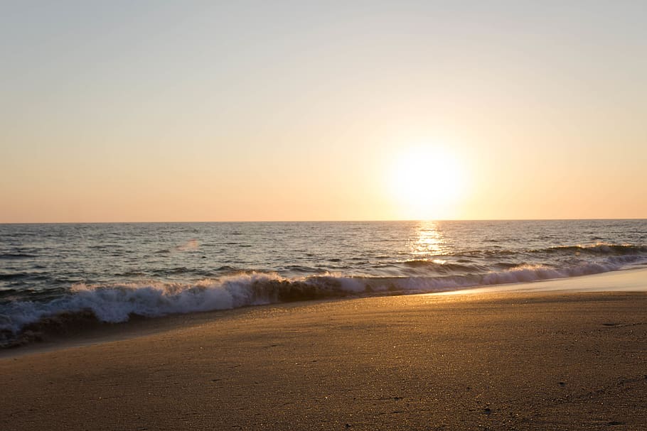 waves, landscape, coast, bay, happy, happiness, light, sun HD wallpaper