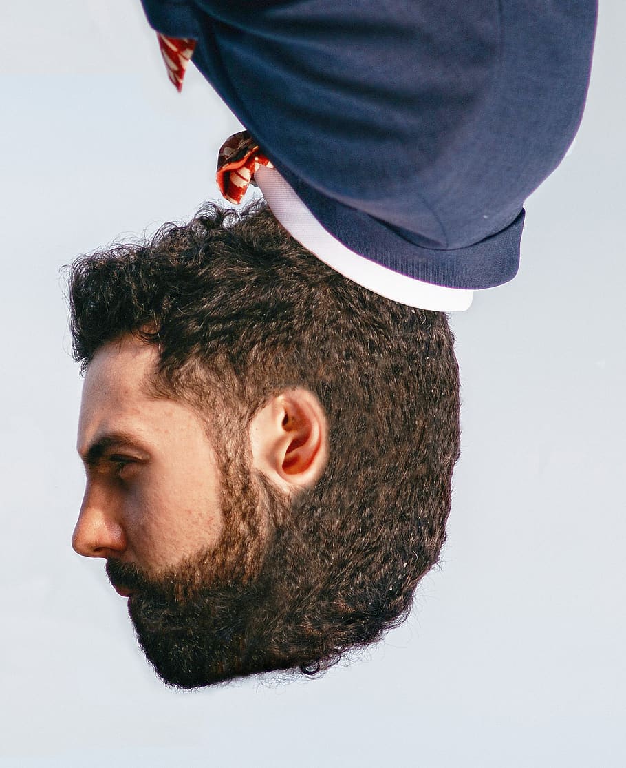 man, face, bart, portrait, inverted, surreal, male, head, facial hair HD wallpaper