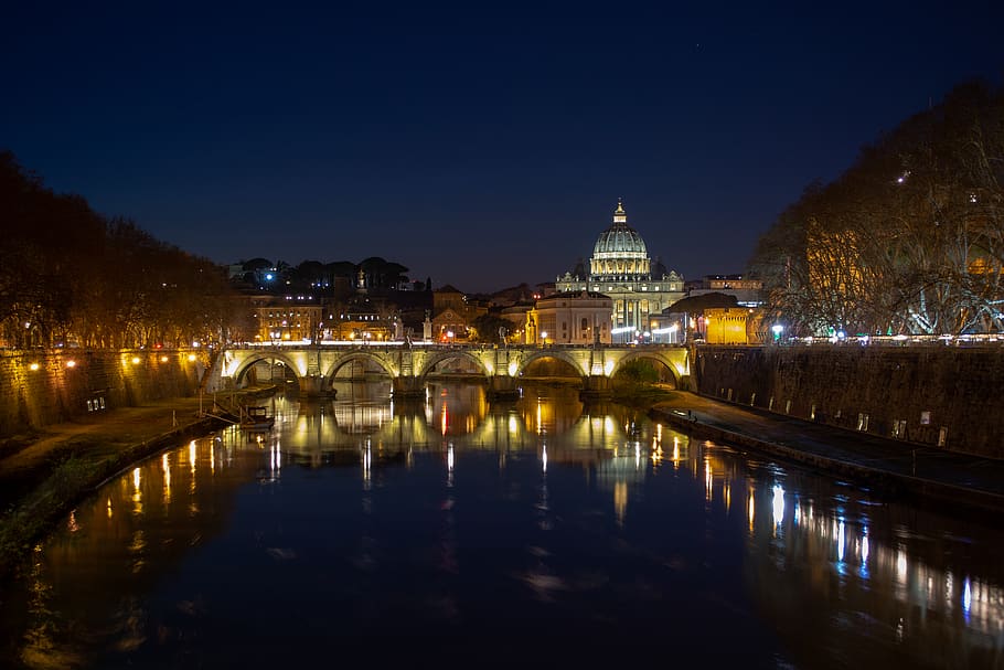 italy, rome, illuminated, architecture, built structure, water HD wallpaper
