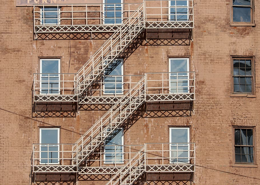 fire, escape, b, building, skyscraper, retro, architecture HD wallpaper
