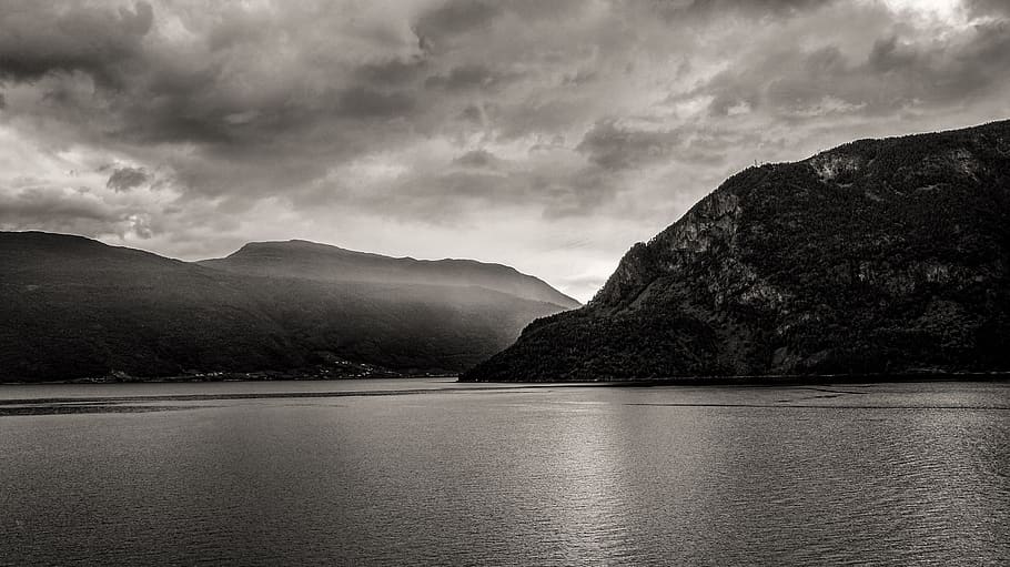 mountain, landscape, sky, clouds, heaven, water, cloud - sky HD wallpaper