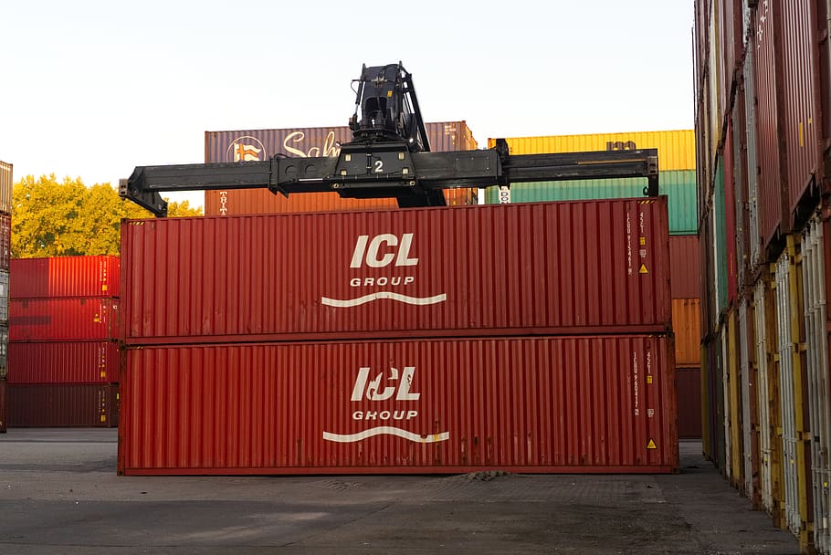 container, loading crane, sunrise, port, mobile, transport, HD wallpaper
