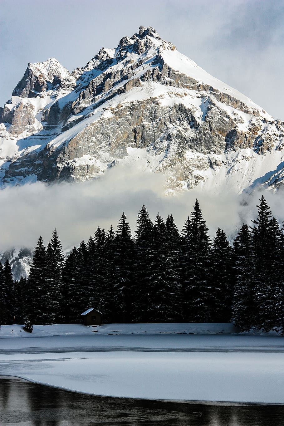 mountains covered by snow during daytime, cold temperature, winter HD wallpaper