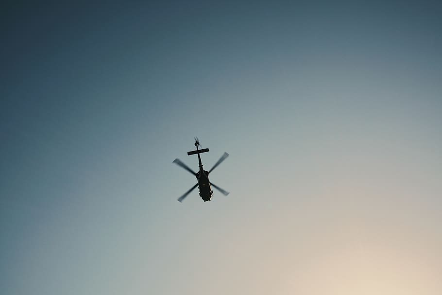 helicopter, minimal, sky, flight, air vehicle, flying, mode of transportation HD wallpaper