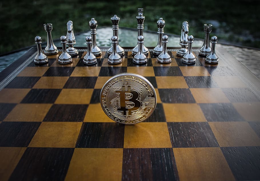 Close-up Photography of Coin on Chessboard, blur, board game, HD wallpaper