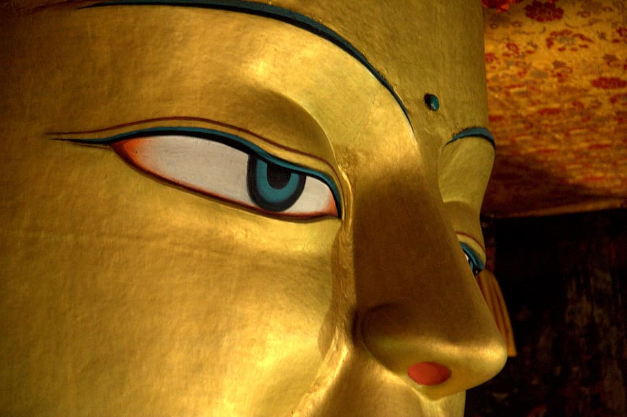 leh, statue, india, ladakh, eyes, nirvana, peace, religion HD wallpaper