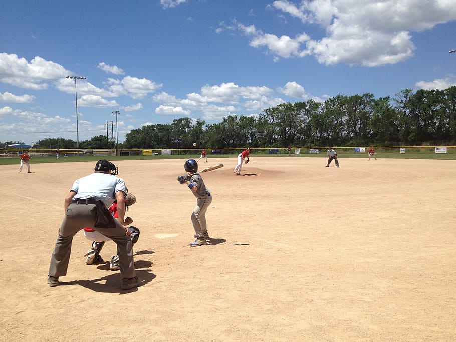 united states, lenexa, baseball field, boys, bat, sunny, sport HD wallpaper