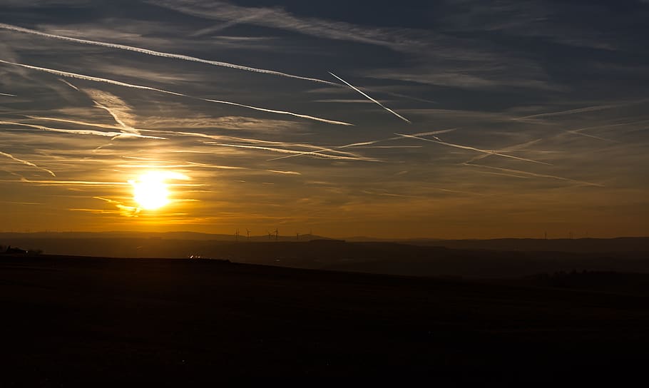 sunset, evening, sky, landscape, mood, nature, dusk, abendstimmung HD wallpaper