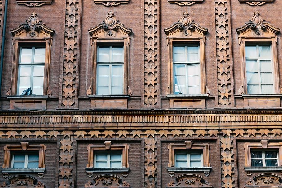 brick wall and windows, ancient, antique, architecture, art, background HD wallpaper