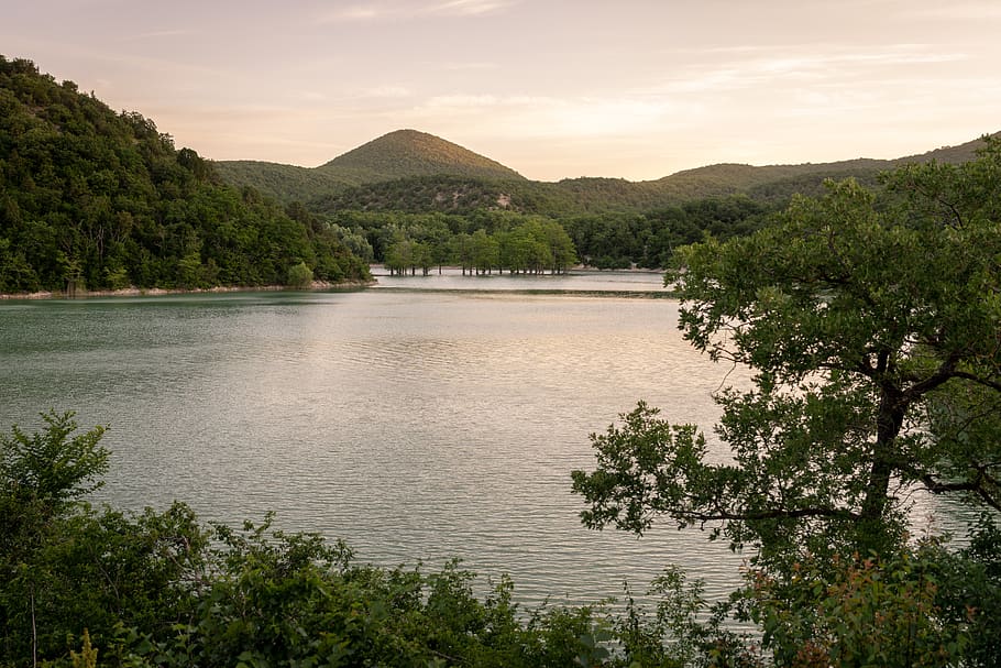 russia, sukko, trees, forest, travel, lake, nature, hills, sunset HD wallpaper