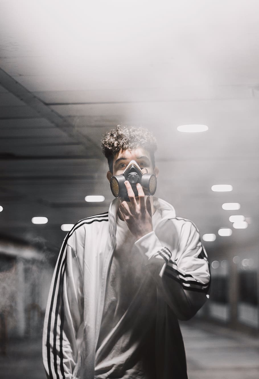 abstract, mask, night, darkness, smoke, light, urban, city HD wallpaper