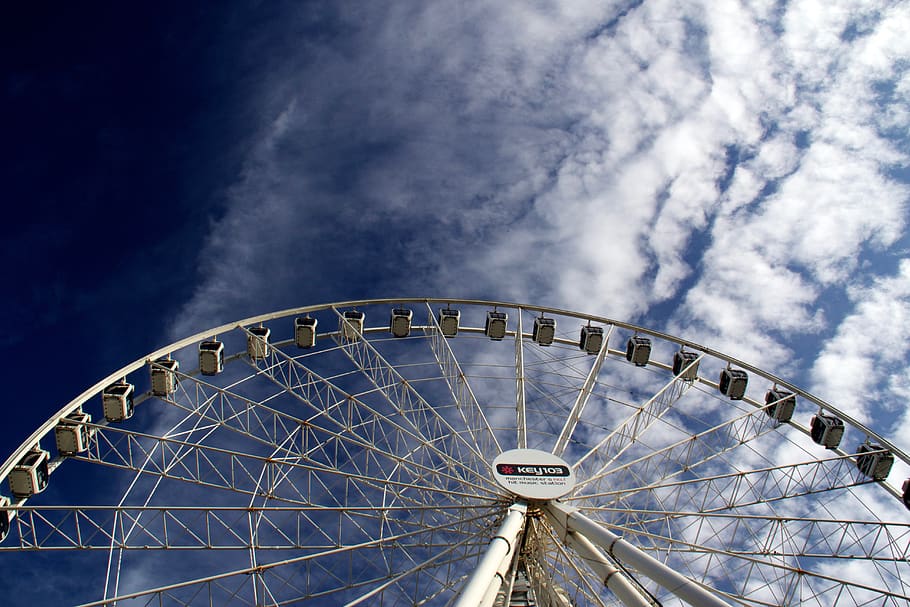 white ferris wheel, amusement park, sky, amusement park ride HD wallpaper