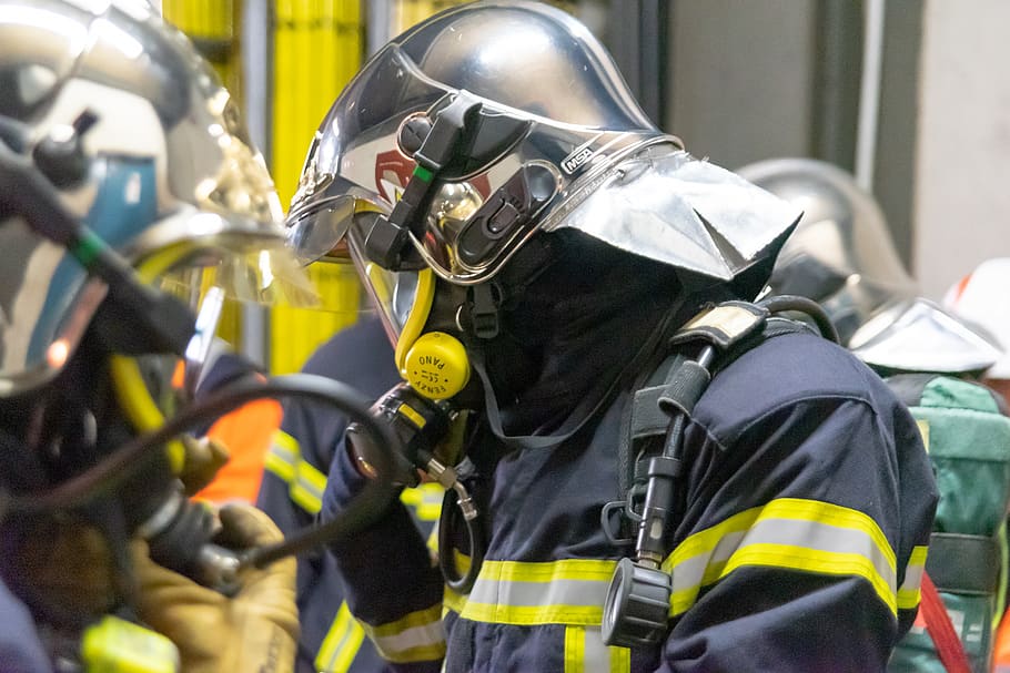 fireman, exercise, firefighter, helmet, equipment, rescue, emergency HD wallpaper