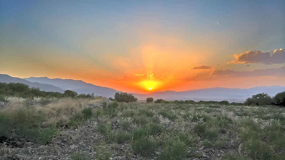 sunset, sunlight, hdr, sky, landscape, orange, nature, scenics - nature HD wallpaper