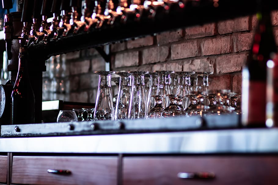 pub, bar counter, worker, glass, beverage, drink, alcohol, wine HD wallpaper