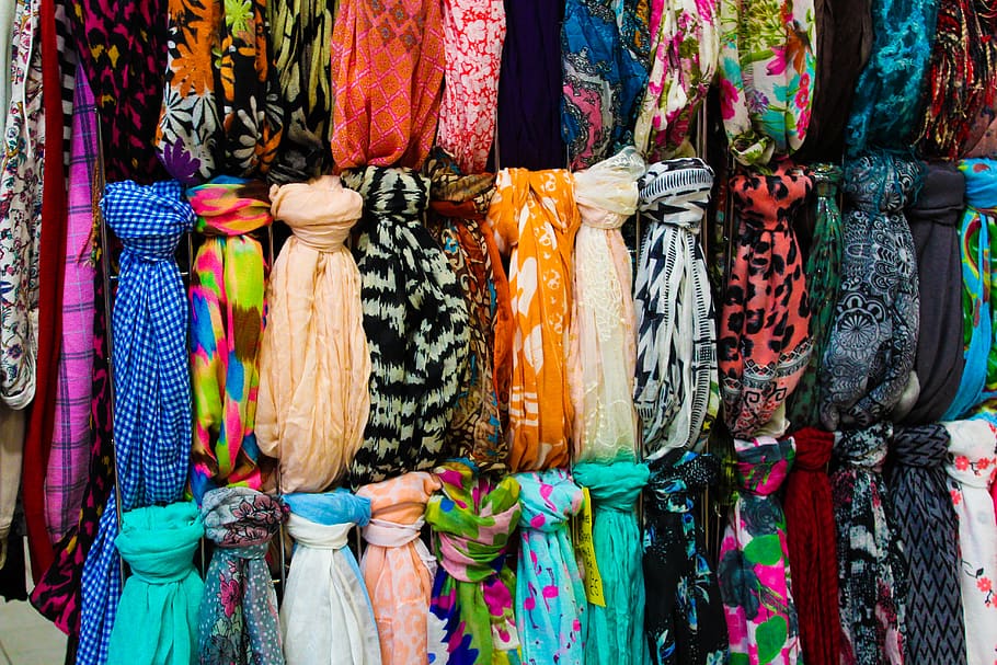 HD wallpaper: multi-colored scarves, choice, retail, variation, market ...