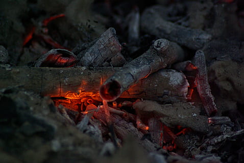 fire, ash, smoke, wood, fireplace, combustion, ember, hot, heat - temperature HD wallpaper