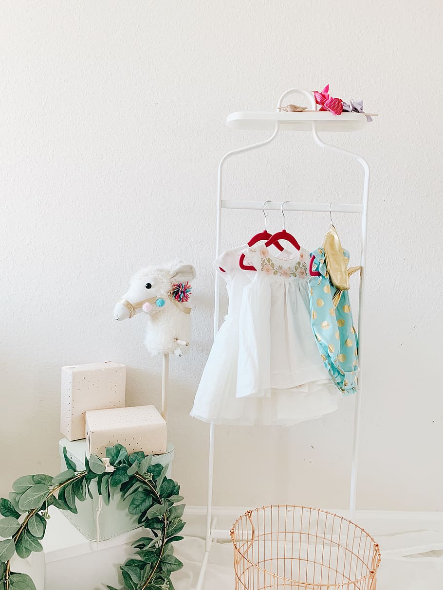 toddler's clothes hanged on rack, furniture, united states, doral