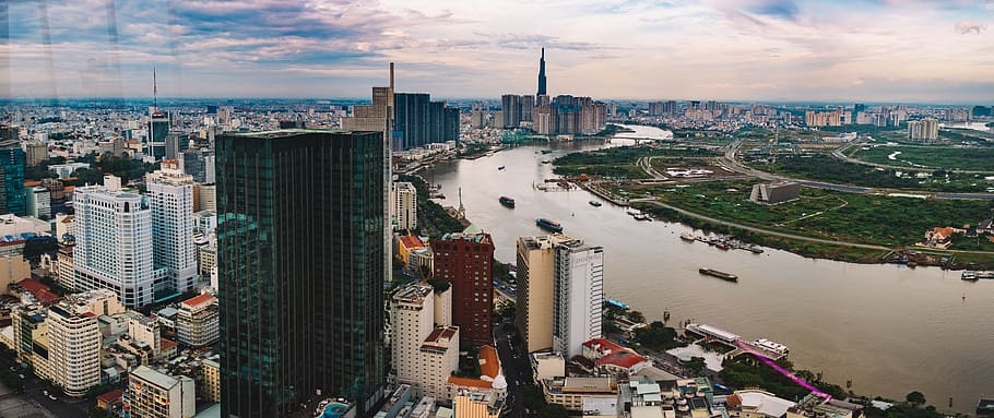vietnam, ho chi minh saigon city, bitexco financial tower, panorama