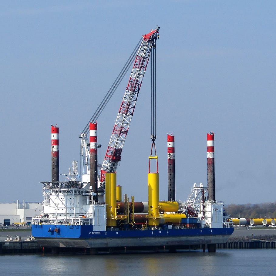 industry, crane, harbor, sky, business, river, transport, dock HD wallpaper