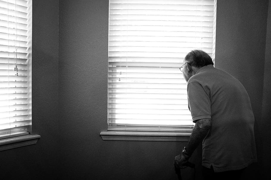 man standing inside white painted room, window, one person, men HD wallpaper