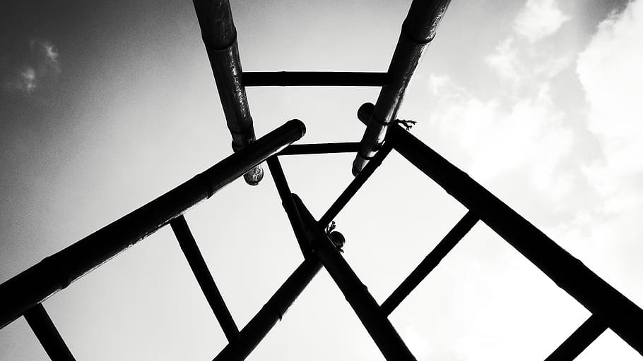 utility pole, construction, silhouette, scaffolding, triangle HD wallpaper
